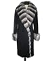 100% 17 Ounce Loro Piana Black Cashmere Slightly Fitted 7/8 Coat w/Large Natural Chinchilla Tuxedo & Cuffs
