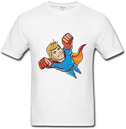 Cotton Printed Round Neck Men's Superman Short Sleeve T-shirt Casual Crop Top M White