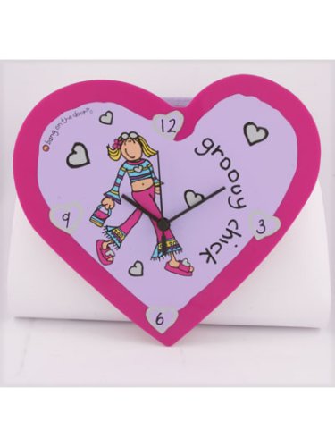 Childrens Toyshop  Kitchen & Housewares : Groovy Chick Heart Shaped Wall Clock
