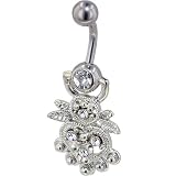 41HSAV28WXL._SL160_ Crystal Clear Heart Gem Navel Belly Ring Decorative Button Piercing Body Jewelry Bar