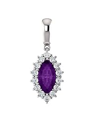 18K White Gold 10.00x5.00mm Marquise Cut Amethyst and Diamond Pendant -- LIFETIME WARRANTY