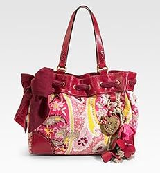 Juicy Couture Resin Flower Terry Daydreamer Bag Tote Pink Yellow Multi