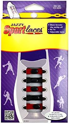 Jazzy Sport Laces - No Tie - 29 Fanwear Colors (Red/Black)