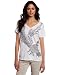 Chaus Women's Embellished Bird V-Neck Tee, Ultra White, X-Large
