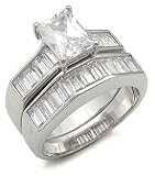1.40 Carat Solitarie Baguette CZ Wedding Rings