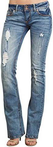 Alloy Apparel Women's Bowie Double-button Bootcut Jean 13 30 Dest Med Blue