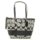 (コーチ)COACH シグネチャストライプ トートバッグ F17433 SBWBK ホワイトブラック×ブラック 並行輸入品