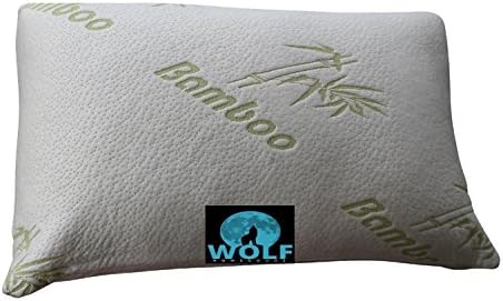 Bamboo Lover Pillow Shredded Memory Foam Cooling Pillow with Zipper Hotel Pillow Quality Hypoallergenic Great for Side, Back and Stomach Sleepers Wolf Home Goods, Queen