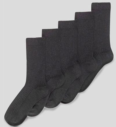 5 Pairs of Short Rib School Socks