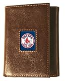 BOSTON RED SOX MLB Baseball Brown Leather TRI FOLD WALLET