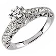 14K White Gold Classy Loom Diamond Engagement Ring (Center stone is not included)