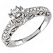 14K White Gold Classy Loom Diamond Engagement Ring (Center stone is not included)