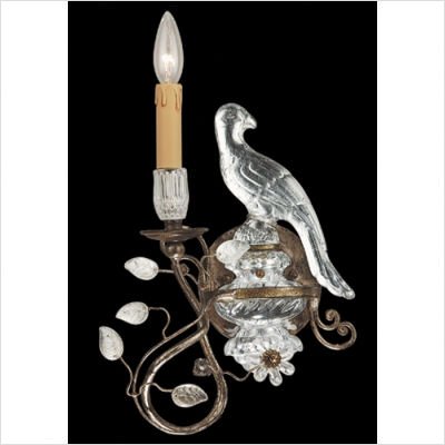 Art Nouveau Wall Sconce with Bird Appliques on Right in Antique Silver