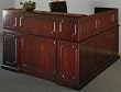 RECEPTION DESK DELUXE L-Shape - Mayline Napoli Secretary Desk in Gorgeous Mahogany Wood Veneer with Transaction Counter and Drawers
