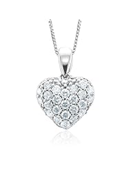 10k White Gold Heart Diamond Pendant Necklace (GH, I1-I2, 0.32 carat)
