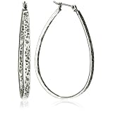 Lucky Brand Medium Oblong Silver-Tone Hoop Earrings