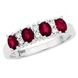 10K White Gold 0.11 ct. Diamond with Alternating 1 1/5 ct. Ruby Ring