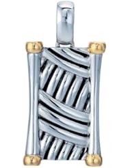 J.Goodman Sterling Silver/18k Gold Dog Tag with Braided Leather Cord