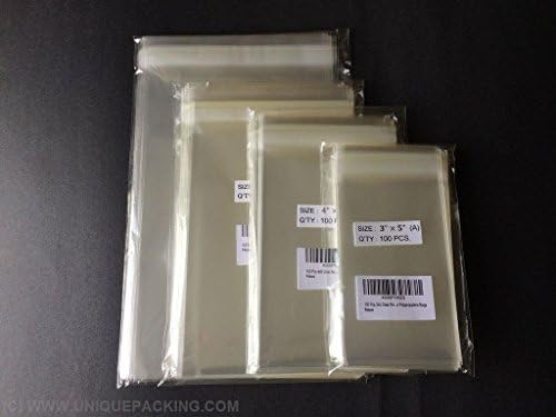 400 Pcs Clear Resealable Cello Cellophane Bags : 4 sizes. 100 each: 3x5, 4x6, 5x7, 6x9 (by UNIQUEPACKING)