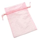 R&eacute;ticule &agrave; Cordon Organza 15x20cm - Rose