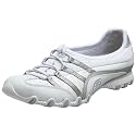Skechers Women's Bikers - Sunlit Slip-on Sneaker,White/Silver,6.5 M