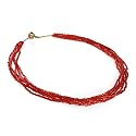 Glass and Seed Beads Red Necklace "Colors of the Rainbow Necklace [Red/Orange]"