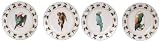 Artistically designed dinnerware parrots motif salad / dessert / sandwich plates 7.5" Set/4