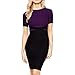 WOOSEA Women's Elegant Colorblock Cap Sleeve Cocktail Party Casual Pencil Dress (Small, Purple)