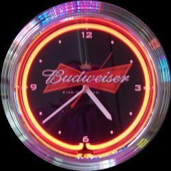 Budweiser Bowtie Neon Art Clock (Red) (15H x 15W x 3D) by NEONETICS