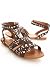 Brown Studded Strappy Flat Sandals - Gradiator Strappy Flat Sandals