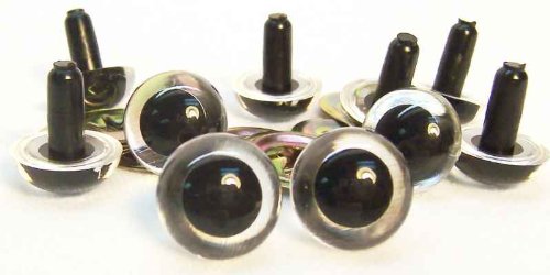 Sassy Bears 18mm Translucent Clear Safety Eyes for Bear, Doll, Puppet, Plush Animal and Craft - 10 Pairs