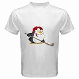 Men's Customized PENGUIN PLAYING HOCKEY PENGUINS 100% Cotton White T-shirt