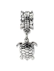 .925 Sterling Silver Turtle Dangle Bead