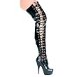 6 Inch Women's Sexy Thigh High Boots With Pointed Stiletto And Side Laces Stretch
