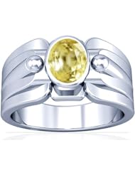 18K White Gold Oval Cut Yellow Sapphire Solitaire Ring