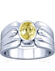 14K White Gold Oval Cut Yellow Sapphire Solitaire Ring