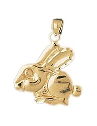 Dazzlers Solid 14k Gold Rabbit Charm Pendant Available in three colors from jewelsberry (weights: 2.8 grams only)