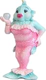 December Diamonds Bubbles the Green Mermaid in Pink Cocktail Dress Blowing a Bubble