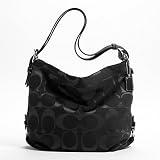 Authentic Coach Signature 24CM Zip Duffle Hobo Bag 15067 Black Reviews