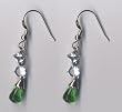 Light Blue/ Aqua Square and round CZ With Light Green Tear Drop Hanging Fishwire Earring