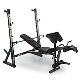 Marcy Diamond Elite Olympic Weight Bench with Squat Rack - 270kg Weight Load | Preacher Pad | Leg Developer