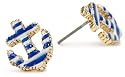 Betsey Johnson "Spectator" Striped Anchor Stud Earrings