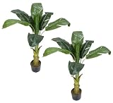 TWO Pre-Potted 4' Artificial Banana Tropical Trees