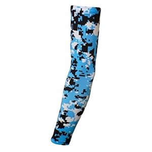 Moisture Wicking Sports Compression Arm Sleeve - Youth & Adult Sizes - Baseball Football Basketball (Light Blue Digital Camo, YM)