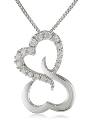 Sterling Silver Open Heart Diamond Pendant Necklace (1/5 cttw, H-I Color, I1-I2 Clarity), 18"