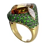 18K Yellow Gold Citrine, Tsavorite and Diamond Ring (10.52ctw)