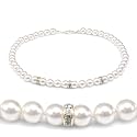 Genuine Swarovski Crystal Pearl Necklace with Rondelle - White (8mm)