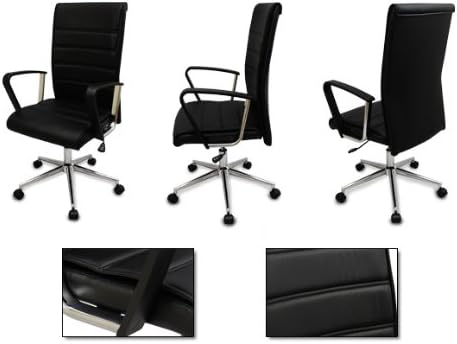 Cole Modern High Back Executive Office Chair - w/ Wide Ribbed Stitching &amp; Chrome Base...