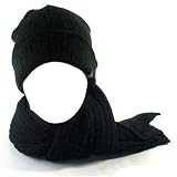 41HT1U0q%2B8L. SL160  New Ski Skate 2 Ply Knit Ribbed Hat / Cap Beanie Scarf Set * Black * Medium   Large