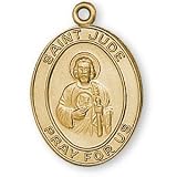 12K Yellow Gold Filled St Jude Medal and 24-inch Chain